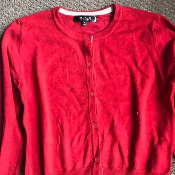 Cherry Red Cropped Cardigan from MAK - Picture 2 of 2